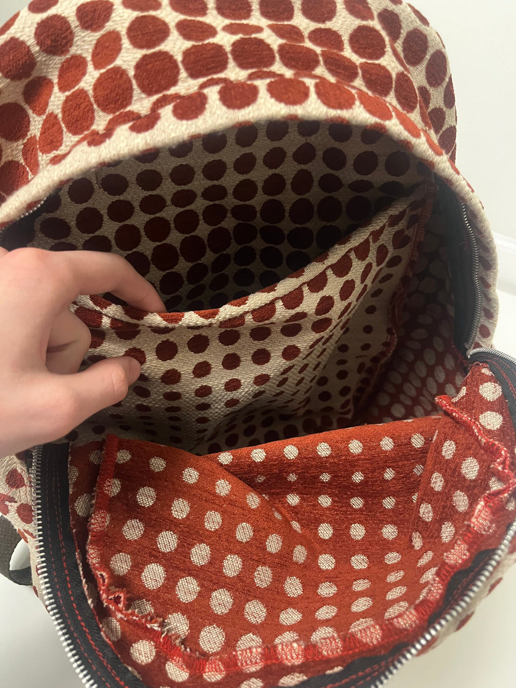 White Polka Dot Backpack